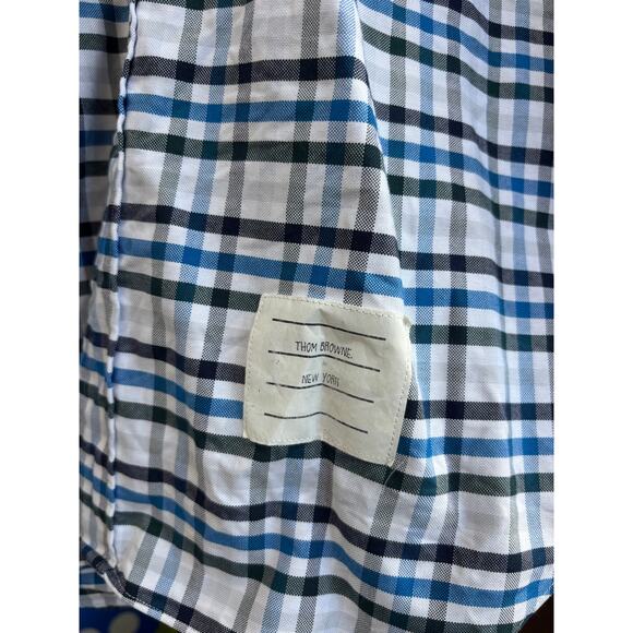 Thom Browne Blue Plaid Button-Up Shirt  Size 5 XXL - Picture 5 of 5